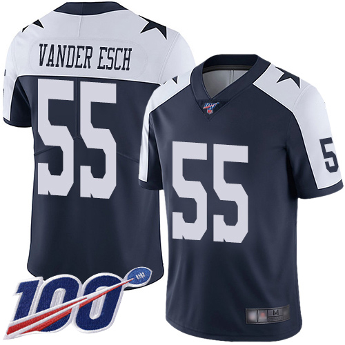 Men Dallas Cowboys Limited Navy Blue Leighton Vander Esch Alternate 55 100th Season Vapor Untouchable Throwback NFL Jersey